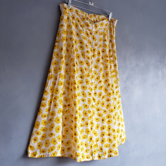 FAITHFULL THE BRAND MARIGOLD PRINT MIDI SKIRT, SIZE, US L - Picture 11 of 14